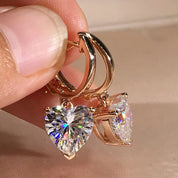 Encantadores pendientes de aro de Color dorado con forma de corazón, pendientes colgantes de circón para mujer, joyería de boda, regalo para mujeres y niñas