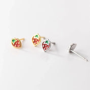 Pendientes pequeños y bonitos de fresa roja para mujer, pendientes de regalo de cumpleaños, accesorios de joyería