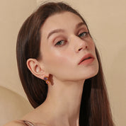 E.B.belle Pendientes de tuerca de circonita de Color rosa y morado con forma de doble círculo, joyería de oreja de acero inoxidable chapada en oro de estilo clásico