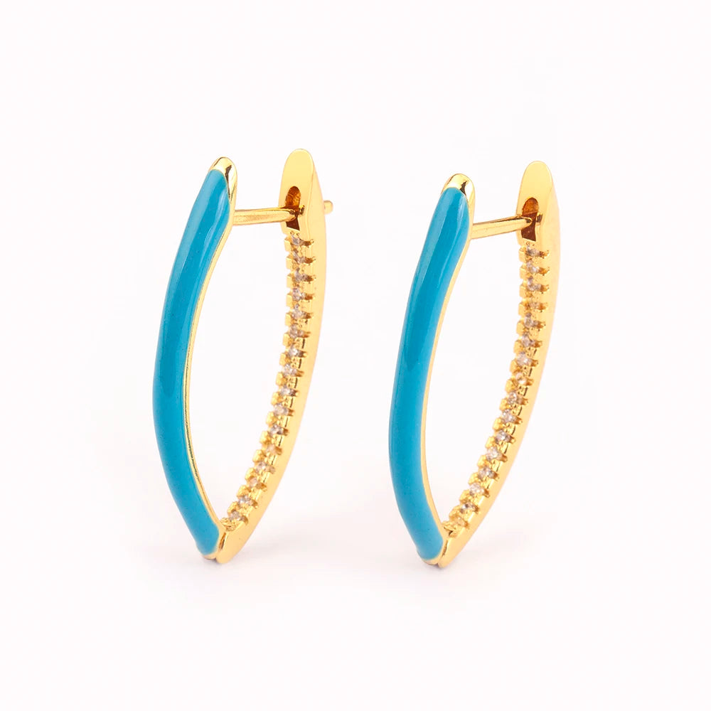 AIBEF-pendientes colgantes de gota de aceite azul para mujer, joyería de alta calidad, circonita de cobre, accesorios Punk de Hip Hop, regalo de fiesta para niña, venta al por mayor