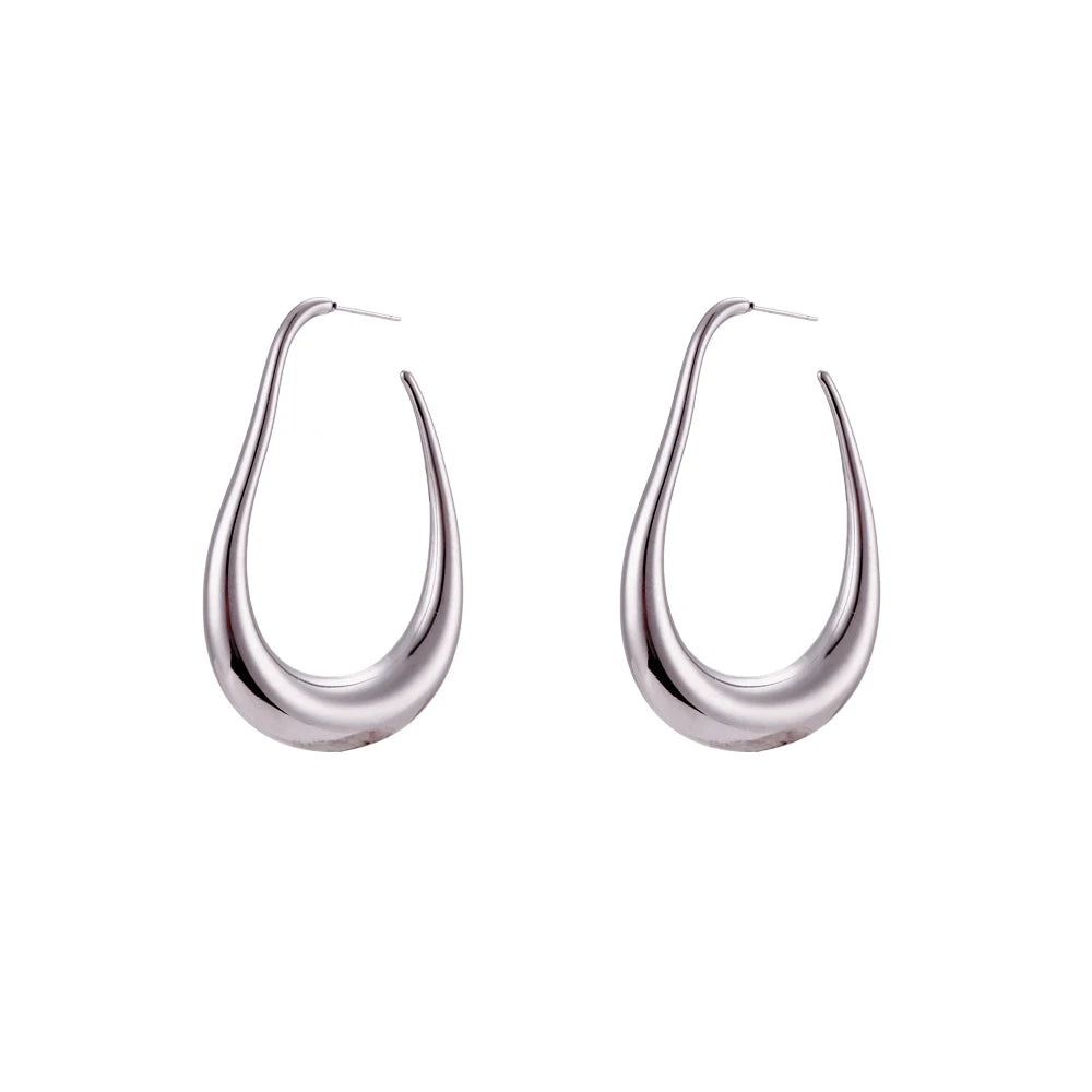 E.B.belle-pendientes de aro en forma de U, aretes grandes de acero inoxidable, impermeables, chapados en PVD, exagerados, abstractos, huecos