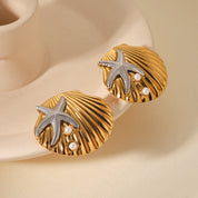 Pendientes creativos de concha de estrella de mar de Metal de gran tamaño para mujer, orejera de acero inoxidable a la moda, regalos de joyería de lujo para mujer