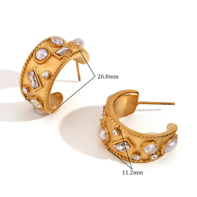 Pendientes de aro de perla