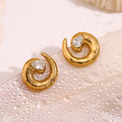 E.B.belle-pendiente con forma de serpiente para mujer, Color dorado, gota de agua, diamantes de imitación, sin deslustre, joyería hipoalergénica de acero inoxidable