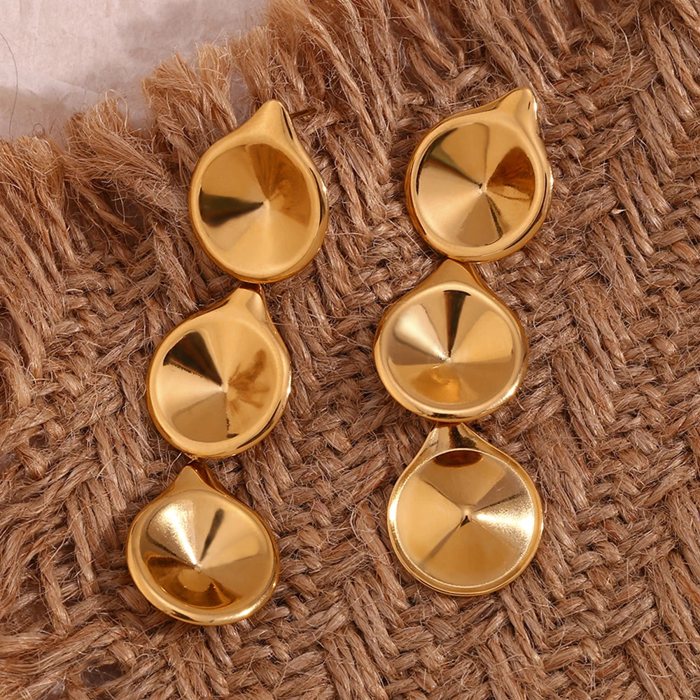 Pendientes de acero inoxidable y oro