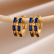 Pendientes de circón azul de lujo para mujer, pendientes de acero inoxidable a la moda, nuevo diseño, joyería estética de boda, envío gratis 2023