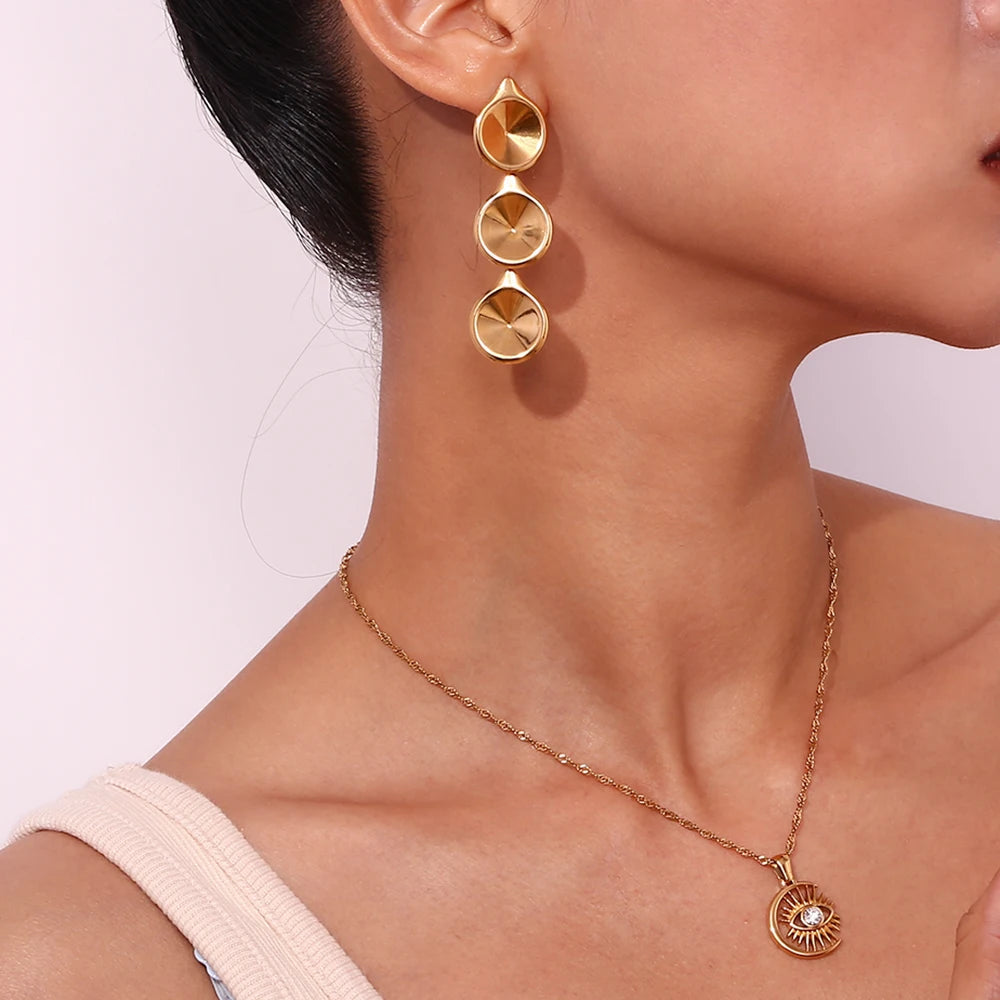 Pendientes de acero inoxidable y oro