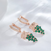 Kienl-pendientes largos de gota de uva para mujer, circonita Natural verde brillante, Color oro rosa 585, joyería Vintage de cristal única