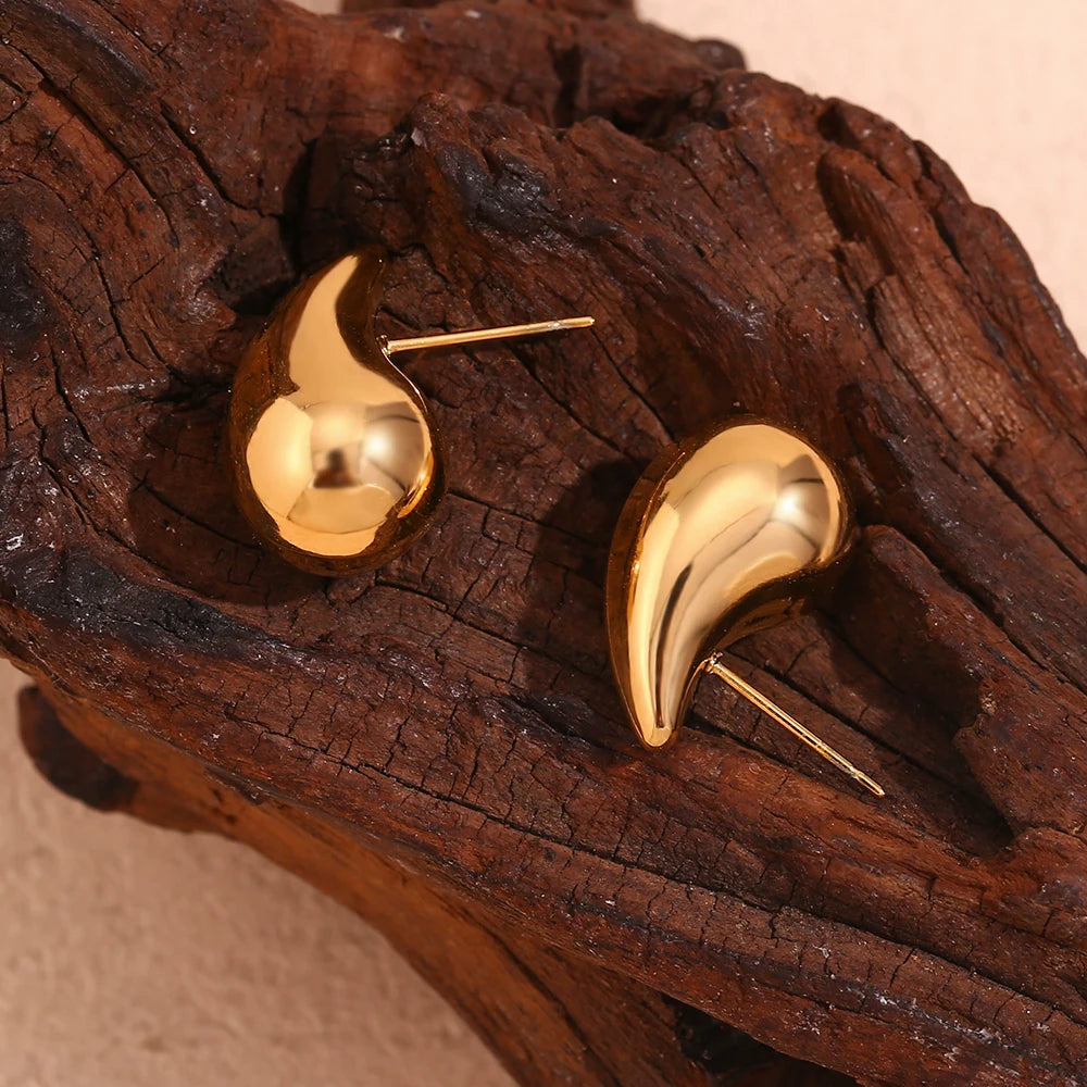 E.B.belle Mini pendientes de gota huecos de tamaño S, pendientes chapados en oro de 18 quilates de Color plateado para mujer, regalo de acero inoxidable 316L