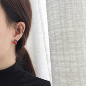 RHYSONG-collar con colgante de cereza de acero inoxidable 316L, pendientes delicados, cadena chapada en oro a la moda para mujer, regalo de joyería