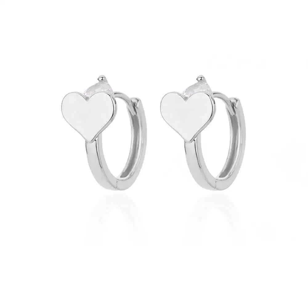 Pendientes con cierre de circonita en forma de corazón para mujer, aretes de aro de acero inoxidable de lujo, moda coreana, joyería de boda 2023