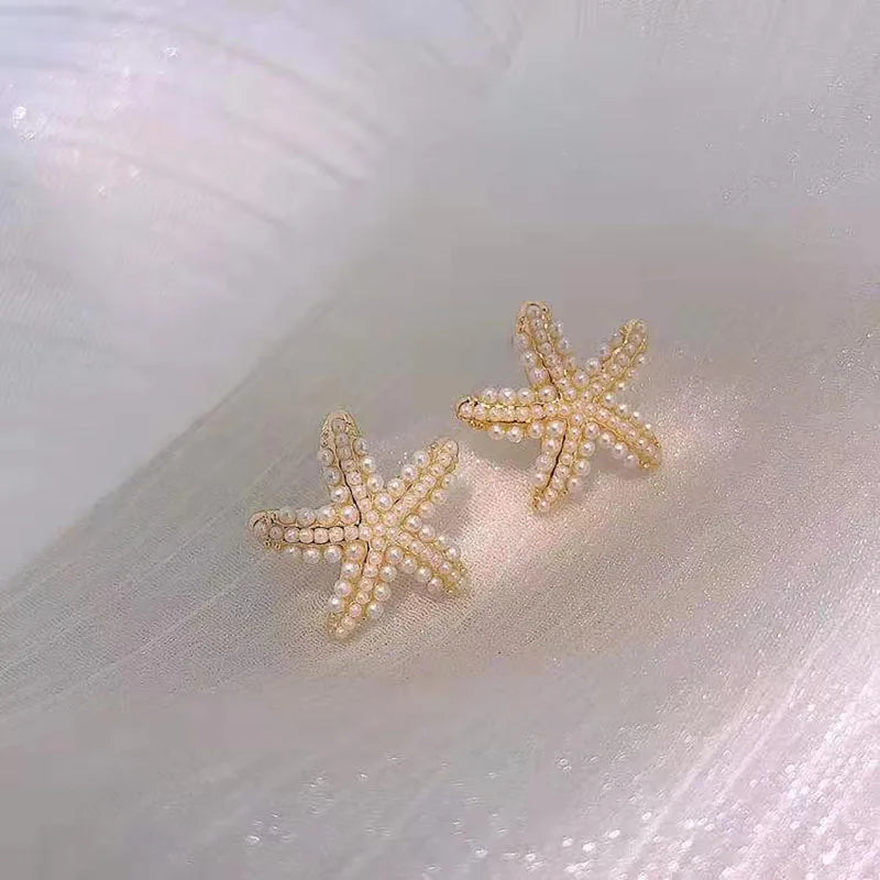 Nuevo tipo de pendientes de estrella de mar para dormir, temperamento femenino, pendientes de diseño exquisito, regalos de fiesta, joyería de moda para mujer