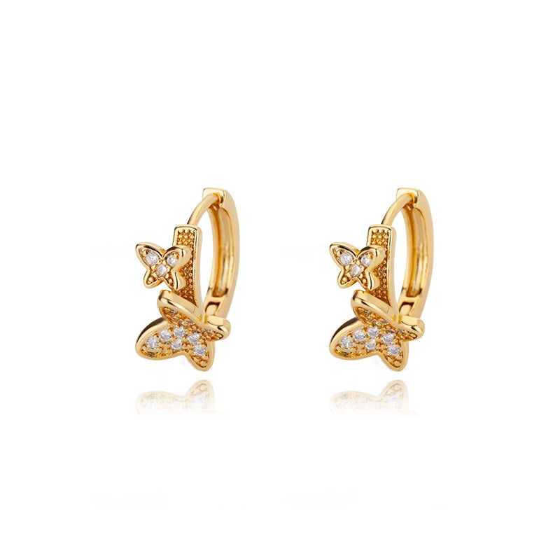 Pendientes de mariposa para mujeres y niñas, aretes modernos de acero inoxidable de Color dorado, tendencia nueva en joyería estética de boda para mujer 2024