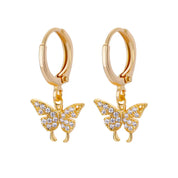 Pendientes de mariposa de circón para mujer, Pendientes de mariposa de Color dorado de acero inoxidable, joyería de tendencia para chica y2k