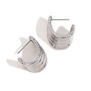E.B.belle Edge of Waves pendientes brillantes impermeables, acero inoxidable 316L, pendientes para mujer, chapado en oro de 18K, regalo
