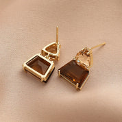 Pendientes de gota de cobre de circonita cúbica para mujer y niña, pendiente colgante de cristal marrón, joyería diaria para fiesta de cumpleaños