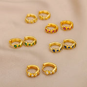 Pendientes de aro verdes de circón minimalistas para mujer, aretes de botón de oreja de círculo pequeño de acero inoxidable, joyería de moda
