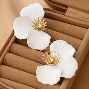 Pendientes de flores lacadas con diamantes de imitación de lujo, pendientes elegantes a la moda para mujeres, banquetes, fiestas de regalos, venta al por mayor