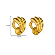Pendientes de tuerca de acero inoxidable de estilo francés para mujer, aretes redondos estéticos de boda de Color dorado, joyería de tendencia 2024 para mujer