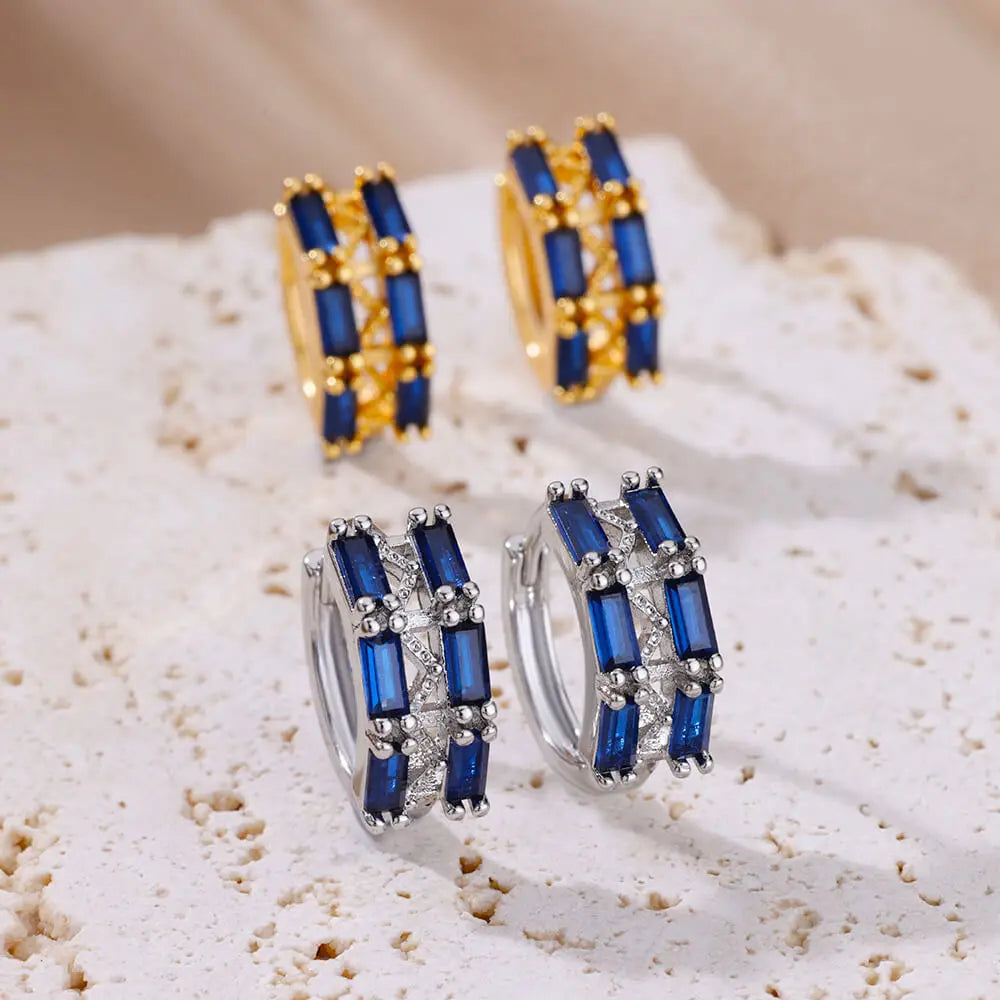 Pendientes de circón azul de lujo para mujer, pendientes de acero inoxidable a la moda, nuevo diseño, joyería estética de boda, envío gratis 2023