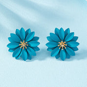 Pendientes de tuerca para mujeres y niñas, temperamento de flor de Metal esmaltado, accesorios para las orejas con personalidad Simple Popular, joyería de moda CE287