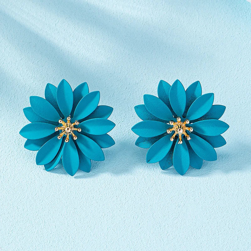 Pendientes de tuerca para mujeres y niñas, temperamento de flor de Metal esmaltado, accesorios para las orejas con personalidad Simple Popular, joyería de moda CE287