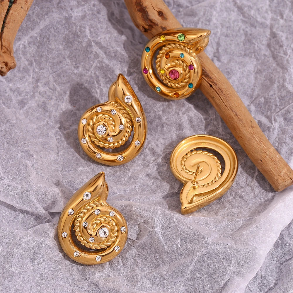 Pendientes de caracol con circonitas