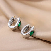 Pendientes de aro de circonia Retro para mujer, aretes perforados de acero inoxidable, pendientes de diseño de nicho simples de lujo ligeros