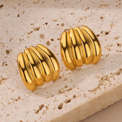 Pendientes de aro en forma de C para mujer, aretes de acero inoxidable de Color dorado, Piercing Irregular multicapa, nuevos regalos de joyería de moda