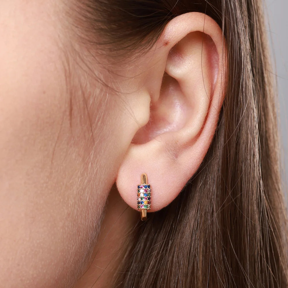 Pendientes de circón de colores para mujer, pendientes de acero inoxidable, tendencia 20224, nueva pareja, joyería de marca de lujo, envío gratuito, pendientes