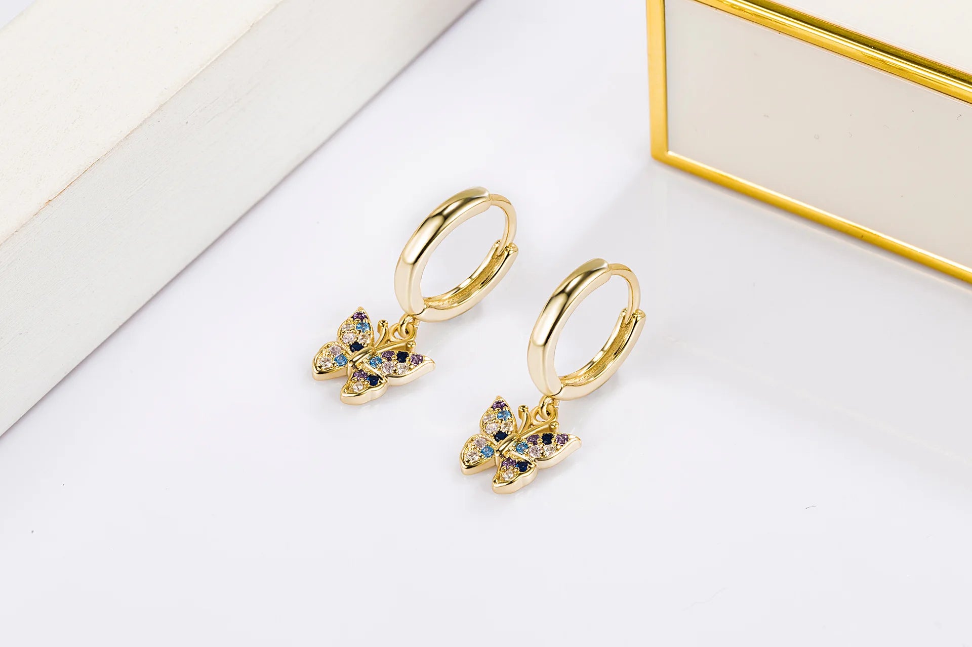 100% pendiente de diamante Natural de oro de 14 quilates para Mujer Aros Mujer Oreja oro puro de 14 quilates joyería de piedras preciosas de diamante Mujer