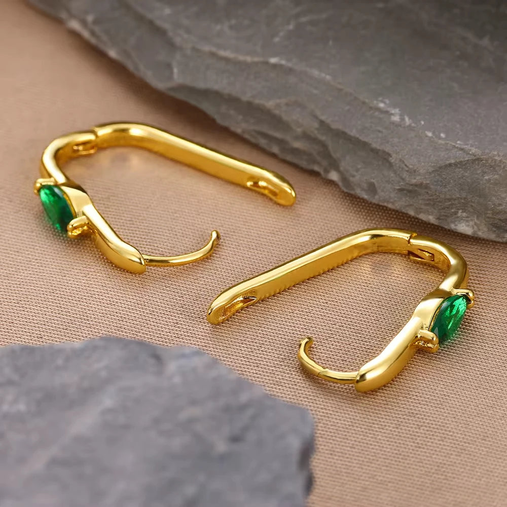 Pendientes cuadrados de circón para mujer, pendientes de acero inoxidable de Color dorado, tendencia nueva en joyería Piercing de lujo para oreja, aretes para mujer 2024