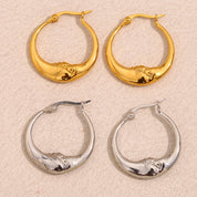 E.B.belle-pendientes de aro con forma de luna abstracta para mujer, joyería elegante, redonda, hipoalergénica, Color dorado/plateado, de acero inoxidable