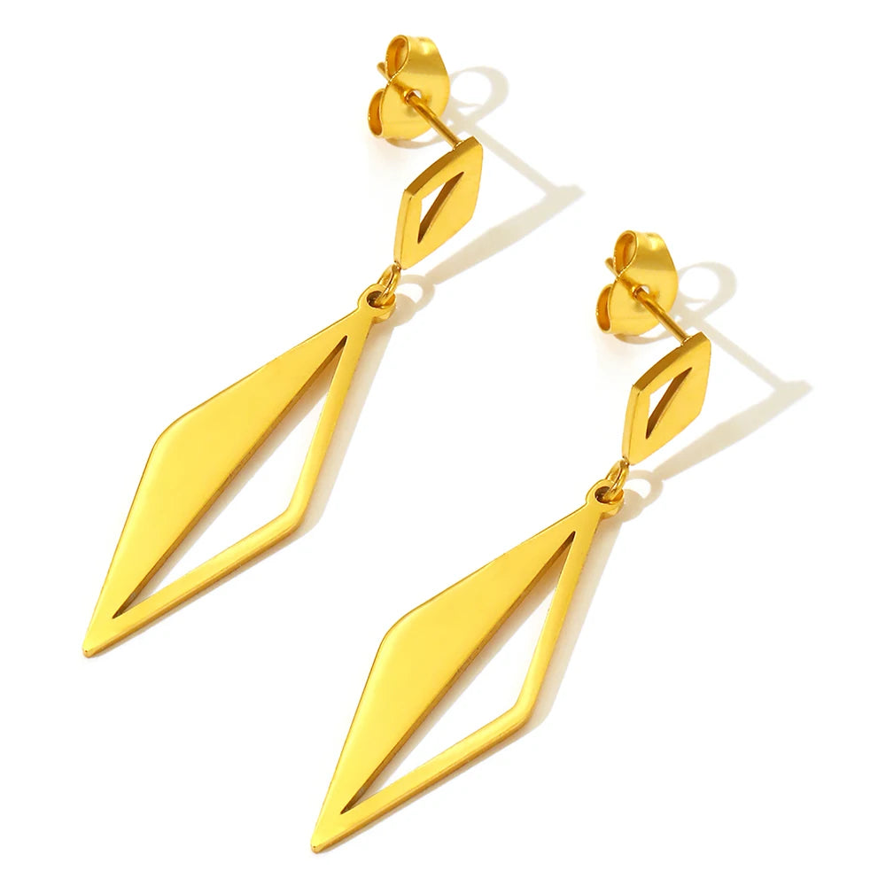 Pendientes de acero inoxidable minimalistas geométricos huecos cuadrilátero cuelgan diseño pendientes con sentido para mujer joyería uso diario nuevo