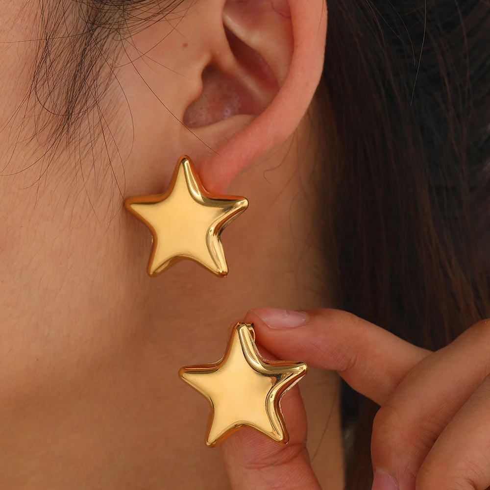 Pendientes de acero inoxidable para mujer, aretes brillantes de Súper Hada con forma de estrella exquisita y fresca, joyería con textura adornada, mejor amigo