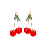 Pendientes con temperamento de cereza de cristal rojo para mujer, joyería de fiesta personalizada, regalos, nueva moda