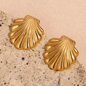 Pendientes de tuerca de concha para mujer, aretes de acero inoxidable 316L, resistentes al agua, hipoalergénicos, chapados en oro de 18K, regalo