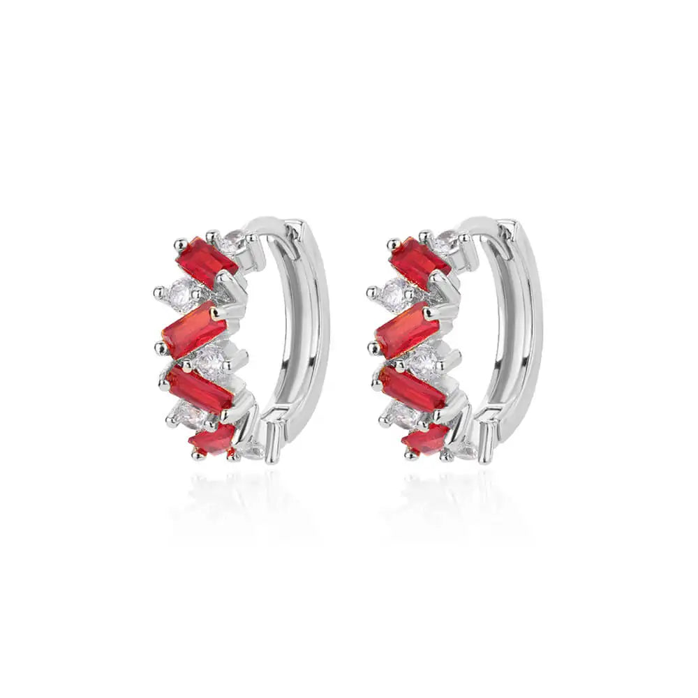 Pendientes de aro de circonia cúbica de arcoíris para mujer, aretes redondos de acero inoxidable chapados en oro, regalos de joyería de lujo 2023