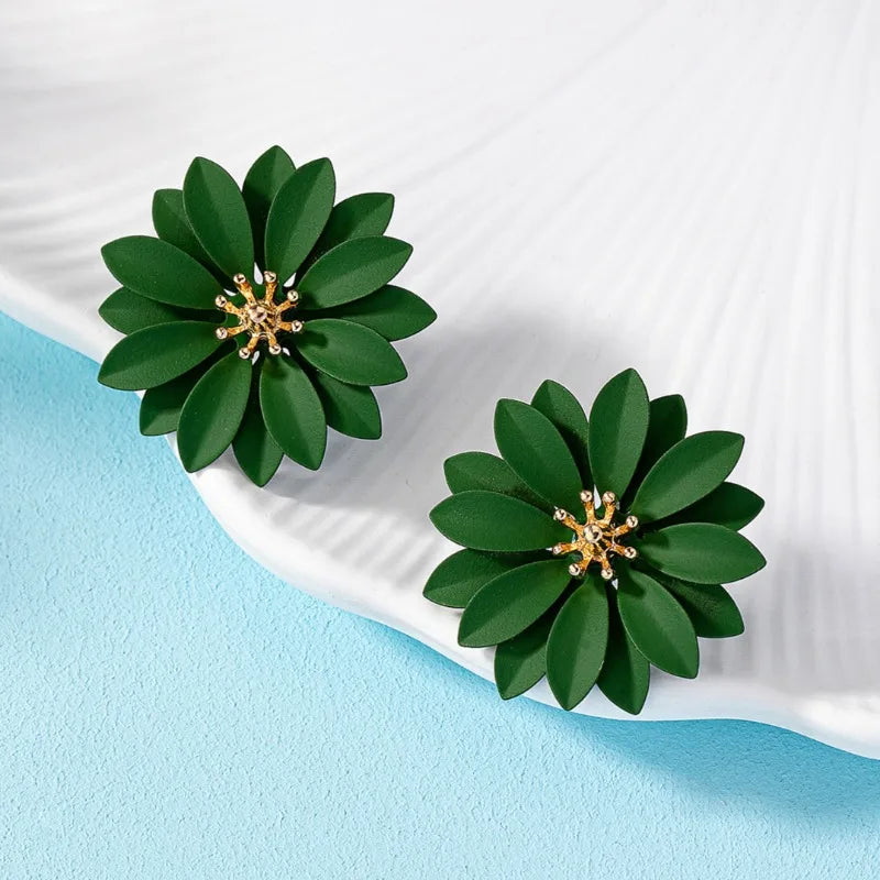 Pendientes de tuerca para mujeres y niñas, temperamento de flor de Metal esmaltado, accesorios para las orejas con personalidad Simple Popular, joyería de moda CE287