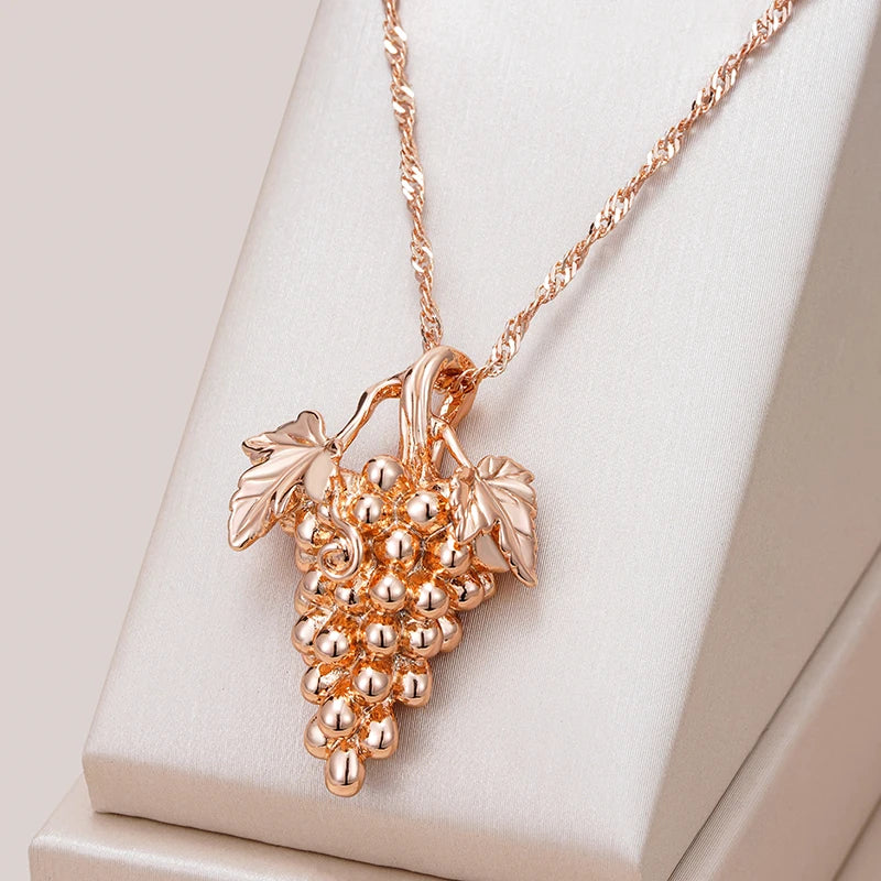 Kienl-collar con colgante grande de uva brillante para mujer, moda novedosa, único, Color oro rosa 585, regalo de joyería Vintage fino para uso diario