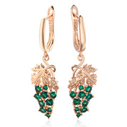 Kienl-pendientes largos de gota de uva para mujer, circonita Natural verde brillante, Color oro rosa 585, joyería Vintage de cristal única
