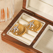 Pendientes creativos de concha de estrella de mar de Metal de gran tamaño para mujer, orejera de acero inoxidable a la moda, regalos de joyería de lujo para mujer