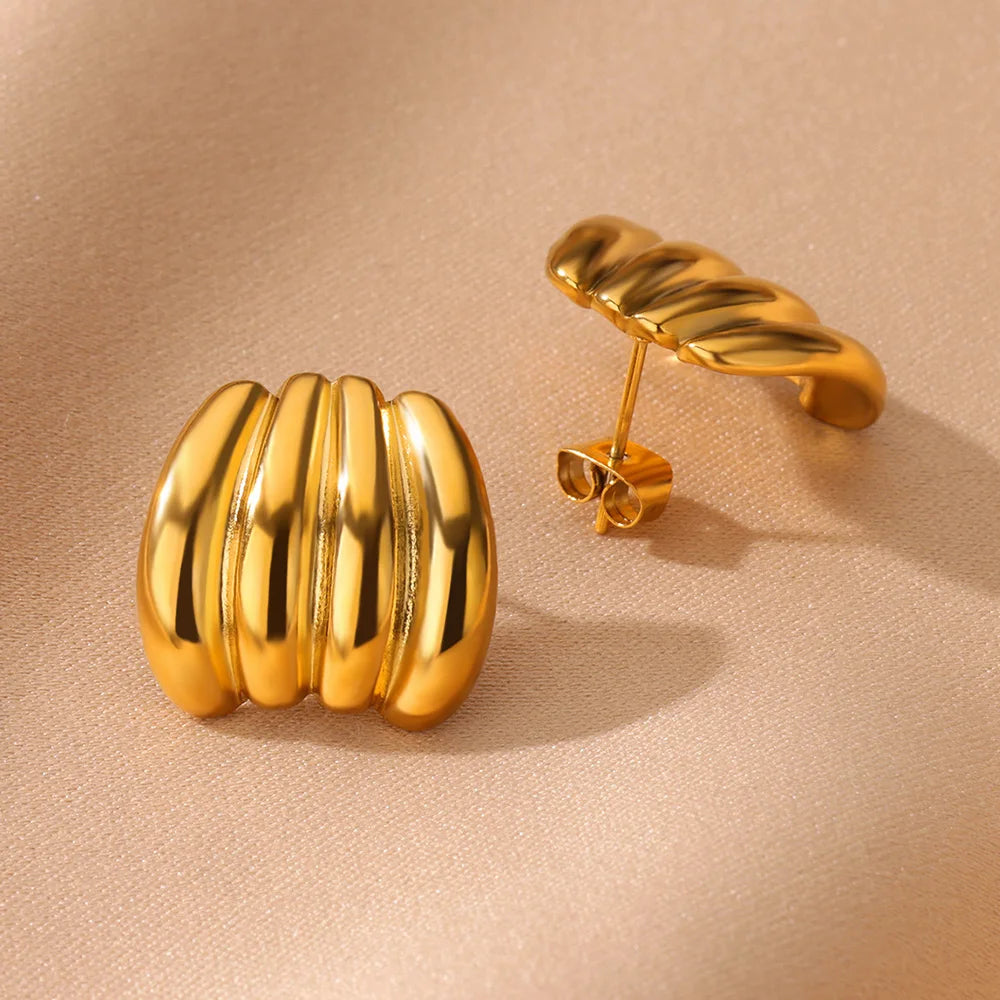 Pendientes de aro en forma de C para mujer, aretes de acero inoxidable de Color dorado, Piercing Irregular multicapa, nuevos regalos de joyería de moda
