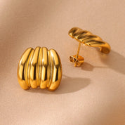 Pendientes de aro en forma de C para mujer, aretes de acero inoxidable de Color dorado, Piercing Irregular multicapa, nuevos regalos de joyería de moda