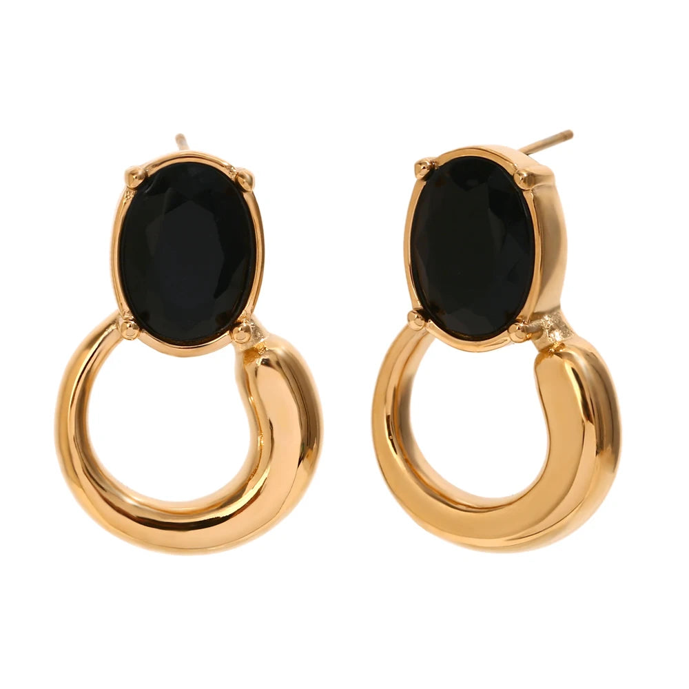E.B.belle-pendientes de circonita verde con forma ovalada, estilo clásico, chapado en oro de 18 quilates, joyería de oreja de acero inoxidable para fiesta para mujer