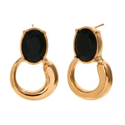 E.B.belle-pendientes de circonita verde con forma ovalada, estilo clásico, chapado en oro de 18 quilates, joyería de oreja de acero inoxidable para fiesta para mujer