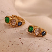 E.B.belle-pendientes de aro de joyería de circonita verde Vintage, resistentes al agua, hipoalergénicos, accesorios de acero inoxidable 316L para fiesta