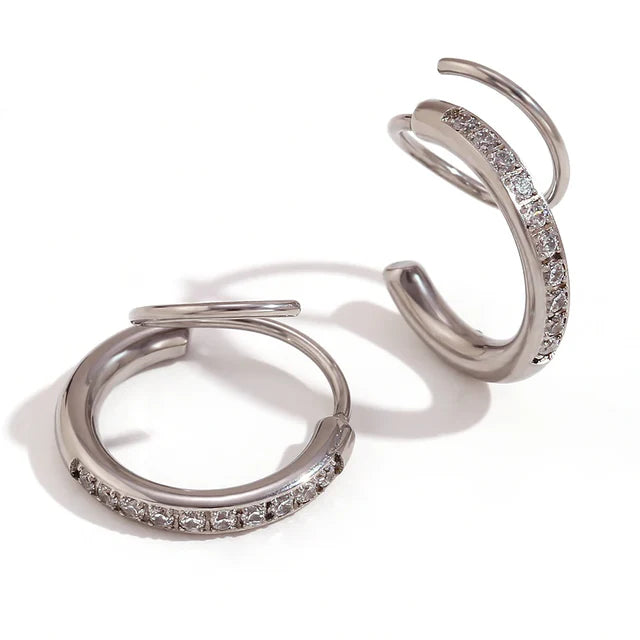 Pendientes de doble circonita