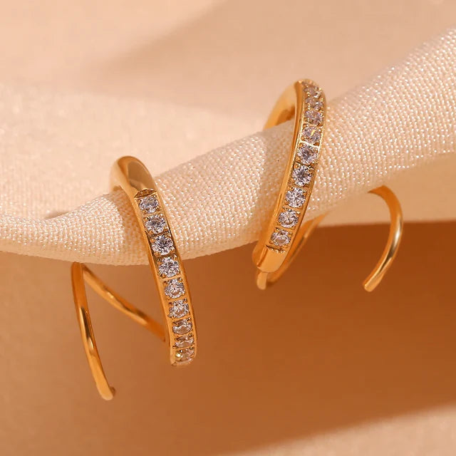Pendientes de doble circonita