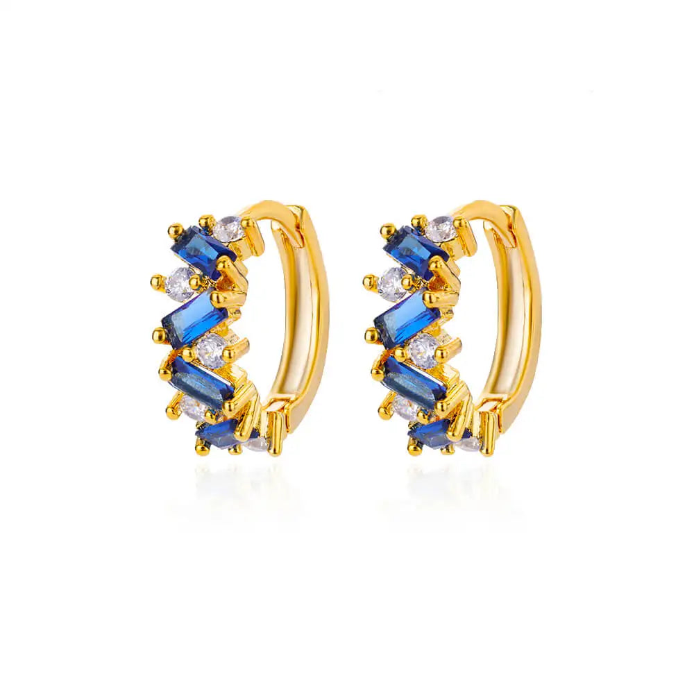 Pendientes de aro de circonia cúbica de arcoíris para mujer, aretes redondos de acero inoxidable chapados en oro, regalos de joyería de lujo 2023